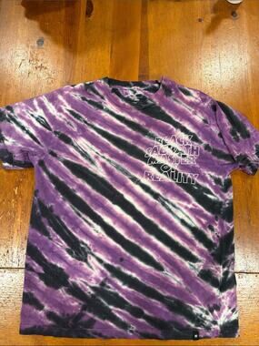 DC Purple and Black Diagonal Tie-Dye Logo Tee